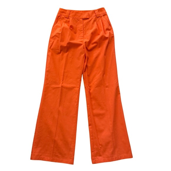Commense Orange Linen Cotton Blend High Rise Wide Leg Dress Pants Women 28"waist - Picture 2 of 13